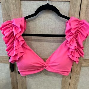 Pink Ruffled Women's Swim Top